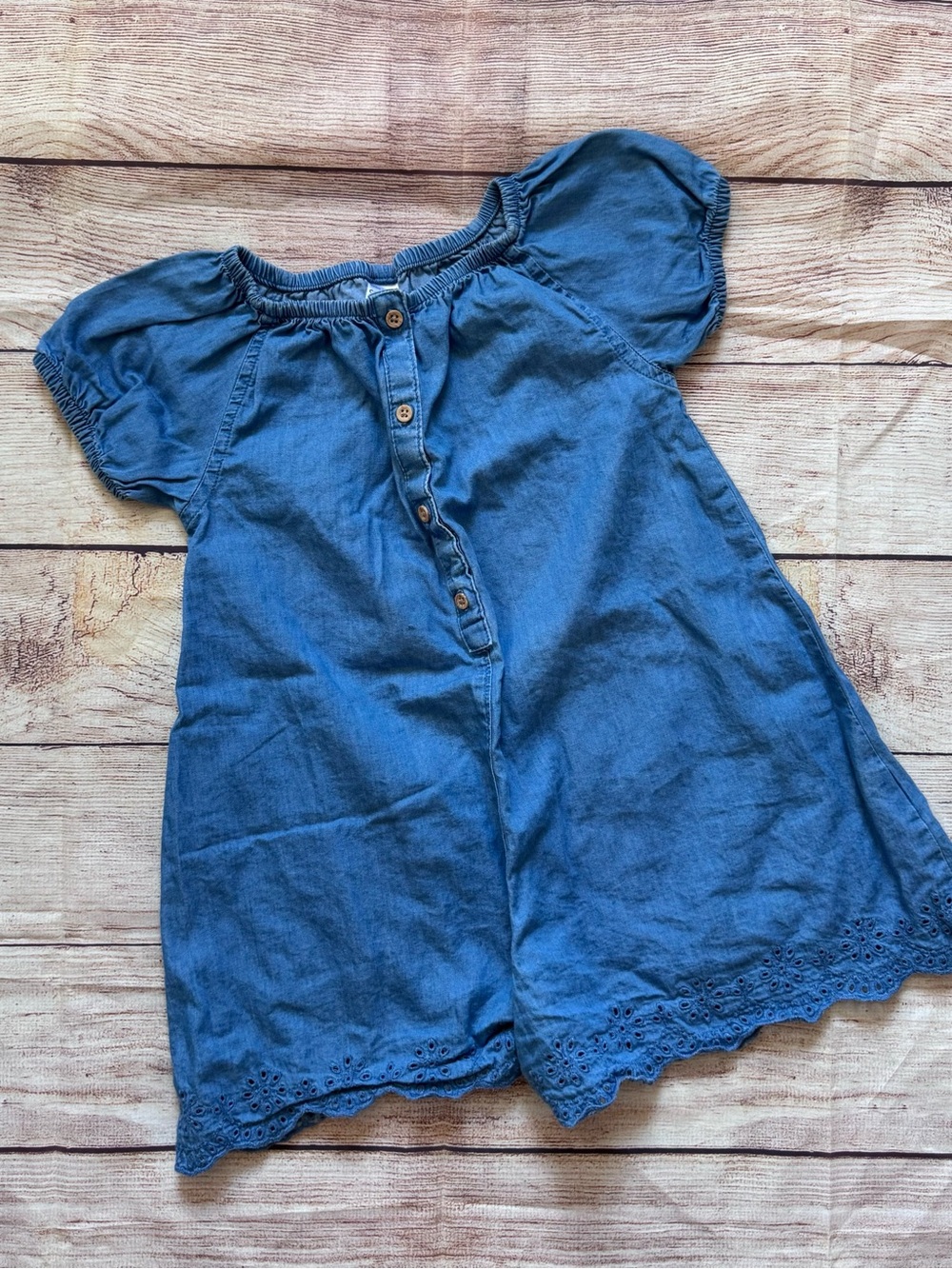 Carter's Chambray Eyelet-Hem Romper